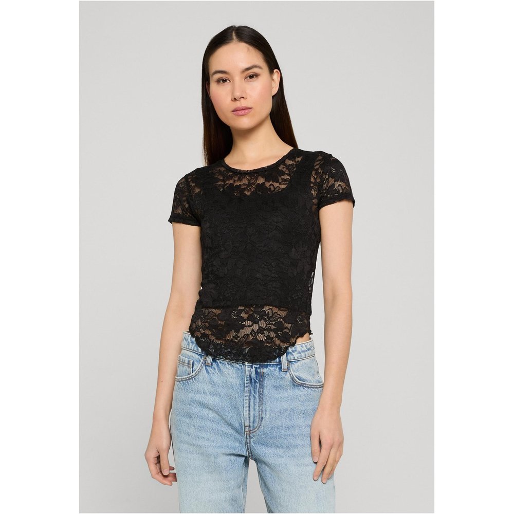 Urban Classics - Stretch Lace Cropped Top - Zwart